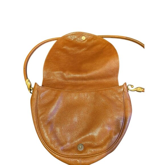 DE VECCHI HAMILTON LOGE CARMEL LEATHER SADDLE BAG GOLD HARDWARE - Picture 3 of 5